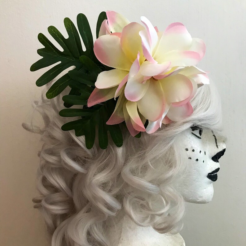 LED Illuminated Light Up Tropical Plumeria and Papaya Festival Hair Clip