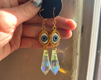 Suncatcher Rainbow Evil Eye Earrings - Customizable Colors