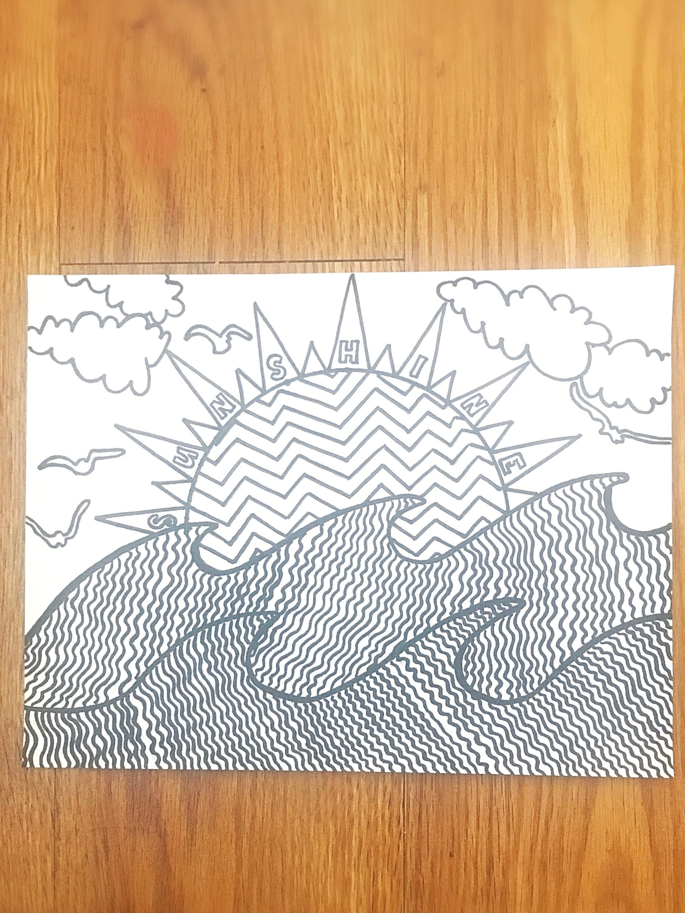 Sunshine Adult Coloring Page 8.5 x 11 Printable Coloring ...