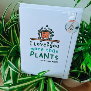 Te amo más que a las plantas (y eso es mucho) / Tarjeta para padres de plantas / Obsesión por las plantas / Amor por las plantas / Tarjetas lindas / Tarjetas A6 para pareja
