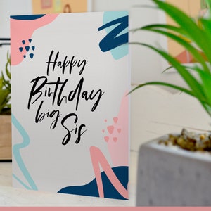 Biglietto di buon compleanno per sorella maggiore / Biglietto per sorella maggiore / Sorella maggiore / 'Buon compleanno' all'interno / Busta bianca / Biglietto d'auguri A6