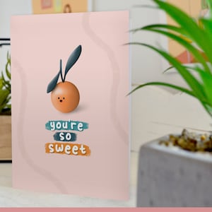 Du bist so süß Karte | Danke-Karte | Dankbarkeitskarten | Niedliches Design Innen | Orange Druck | A6 Grußkarte