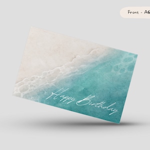 carte d'anniversaire océan | Aquarelle de mer | Blanc à l'intérieur | Cartes pour amis | Cartes Lui/Elle/Ils | Carte de voeux A6