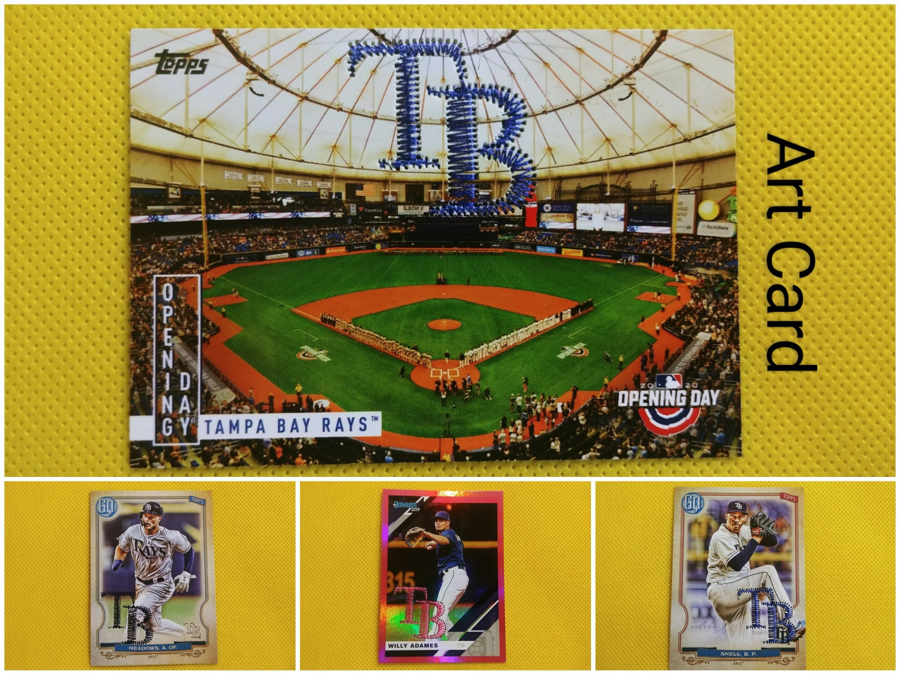 Tampa Bay Rays card art EMBROIDERED BASEBALL CARDS Gift idea Etsy