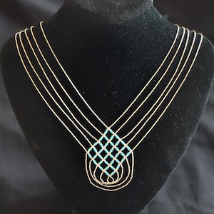 Vintage Beaded Sterling Silver Necklace | Turquoise | Navajo | American West | Liquid Silver