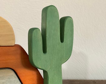 Handmade Wooden Saguaro Cactus, Desert Decor (5.5")