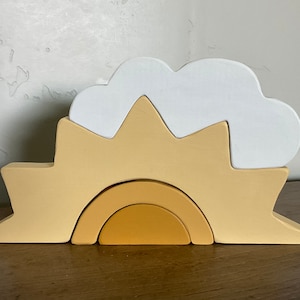 Handmade Wooden Stacking Sun Toy: Montessori Nursery Decor