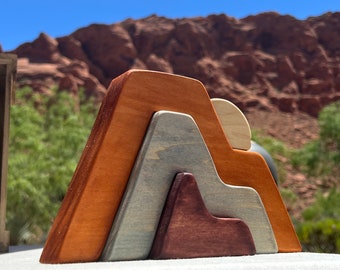 Stacking Toys, Red Rock Cliffs, Educational Toys, Desert Southwest, Reggio Inspired, Waldorf, Wooden Toys, Desert decor, Mountain