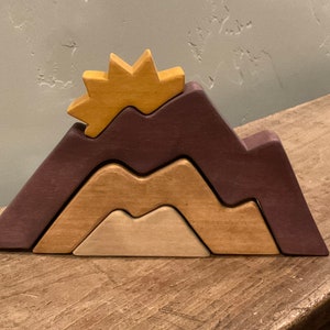 Handmade Wooden Stacking Mountain, Montessori Nesting Toy