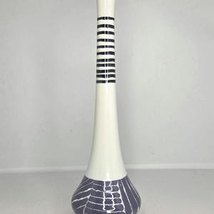 Vintage San Polo Venezia Italy Pottery Vase, Mid-Century Modern Ceramic Otello Rosa, Vase Soliflore Italien 11.5", Purple & Black Stripes