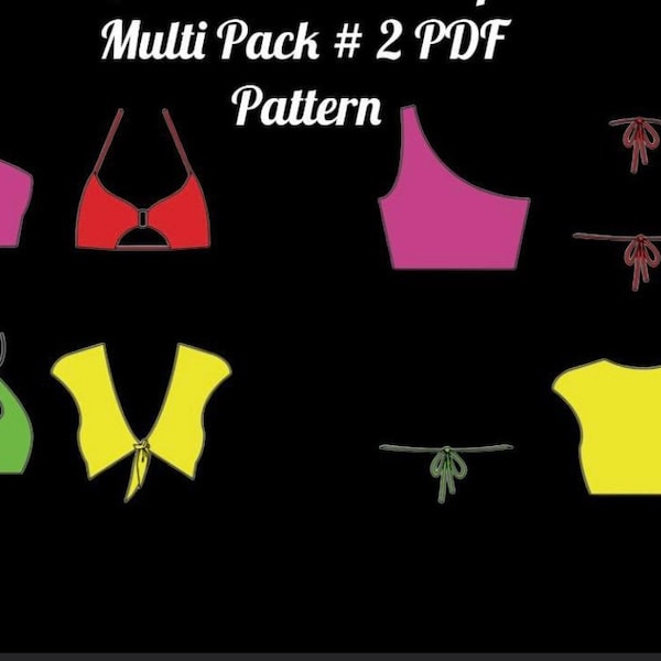New! Stripper Sewing Pattern multi Pack Tops # 2 Four Different Patterns Exotic Dancewear PDF Digital Download Letter/A4/AO xs-3X