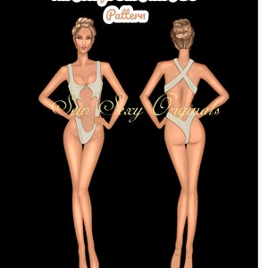 Patrón de costura de stripper Patrón PDF de una pieza Jocelyn Ropa de baile exótica Descarga digital XS-3X carta/A4/Proyector