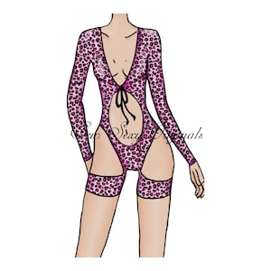 Bartender Bottlegirl Symönster PDF Digital Nedladdning Exotiska Danskläder Strippa Kaitlyn Romper