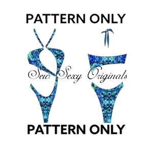 PDF Sewing Pattern The Simone Monokini Digital Download Swimwear Sewing Pattern  Xs-XXL letter A0-projector