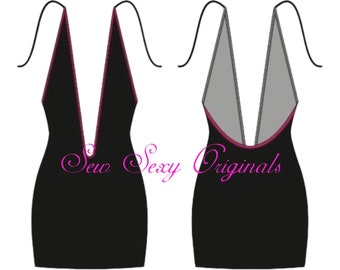 Stripper Pattern The Sharaya Deep Plunge Mini Dress PDF Sewing Pattern Exotic Dance Wear Clubwear Rave Extended Sizing XS-3X