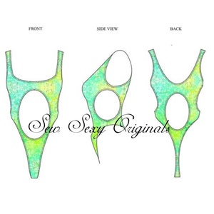 Padrões de costura de stripper Dançarina exótica Roupa de dança Roupa de banho sexy PDF The Bailey One Piece XS-3X Carta/AO/A4