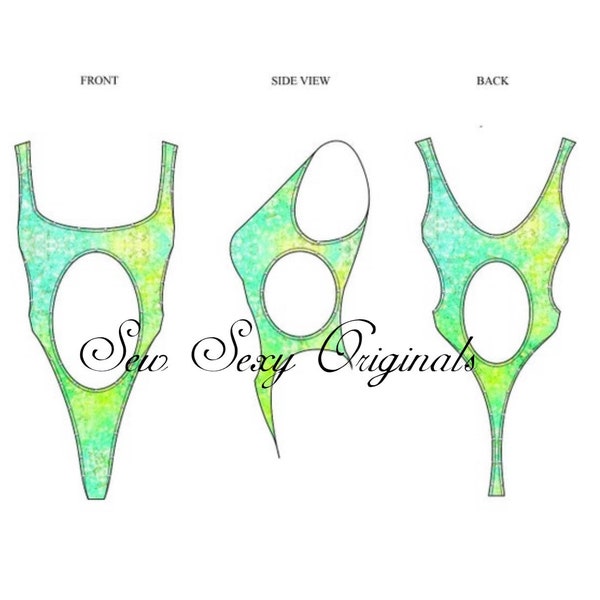 Stripper Sewing Patterns  Exotic Dancer Dancewear Sexy Swimwear PDF The Bailey One Piece XS-3X Letter/AO/A4