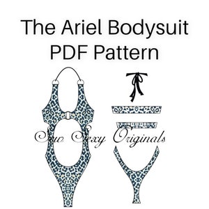 Stripper  Sewing Pattern Exotic Dance wear  S-XXL Sexy PDF Digital Download The Ariel 1 piece Bodysuit Rave
