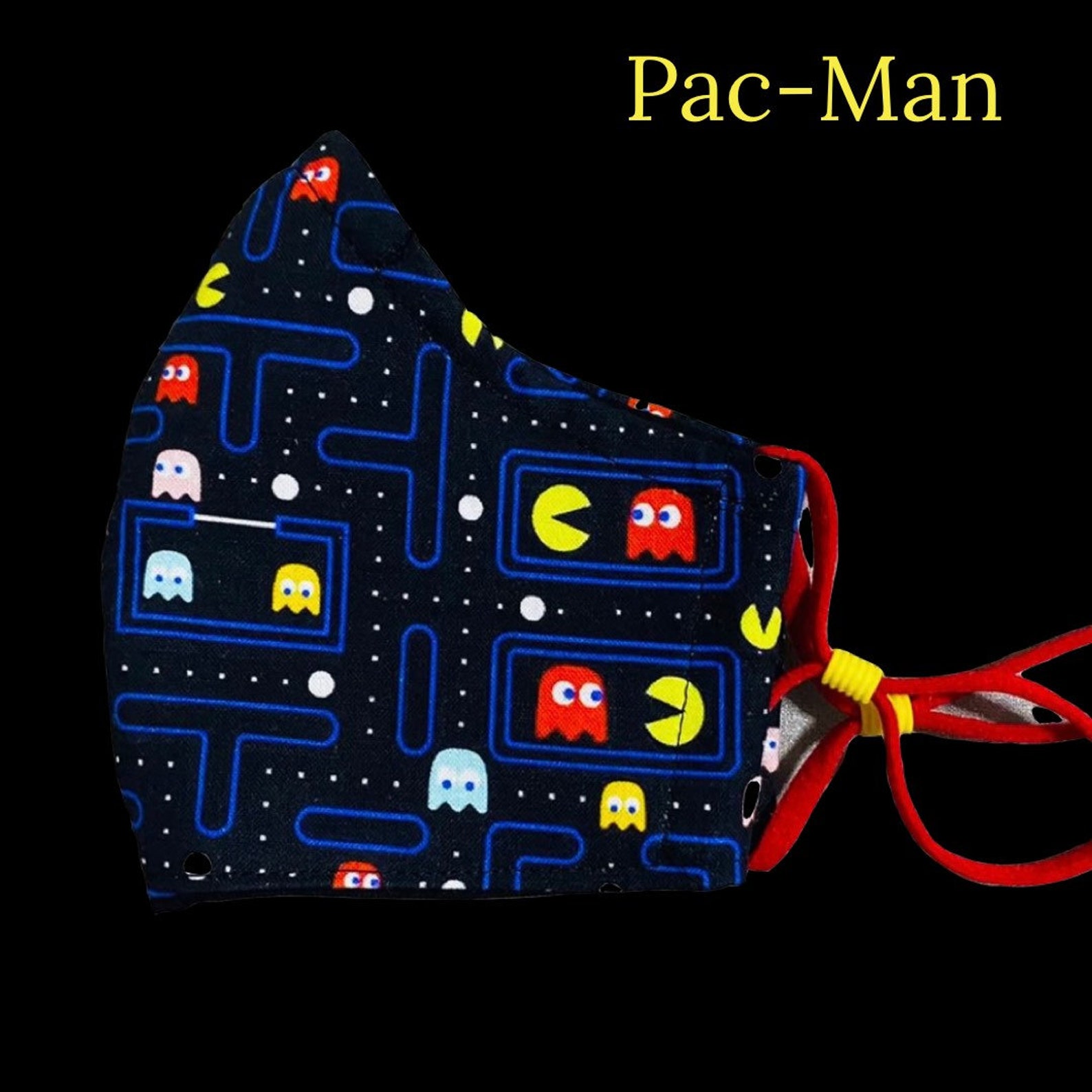 Face Mask Fitted Handmade 3 Layers Pacman Etsy
