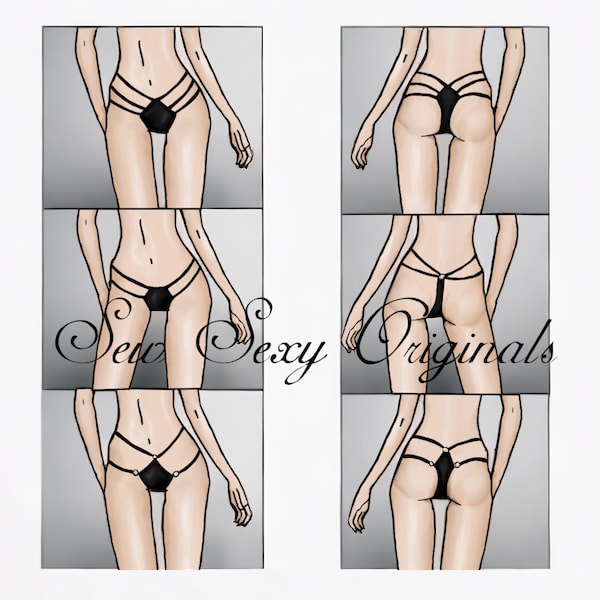 Strappy Thongs 3 Ways PDF Sewing pattern exotic Dancewear Pattern Stripper Lingerie digital download Xs-XXl