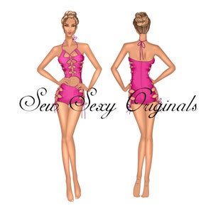 Bartender Bottlegirl pdf Sewing Pattern The Stella Romper PDF Sewing Pattern Exotic Dancewear Rave  PDF Digital Download XS-3X