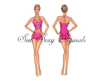 Stripper Sewing Pattern The Stella Romper PDF Sewing Pattern Exotic Dancewear Rave Bartender Bottlegirl PDF Digital Download XS-3X