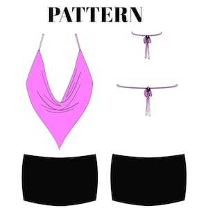 NEW! Stripper Sewing Pattern The Krissy cowl Neck Top and Skirt Set PDF  Pattern Digital Download Exotic Dance Wear xs-3X