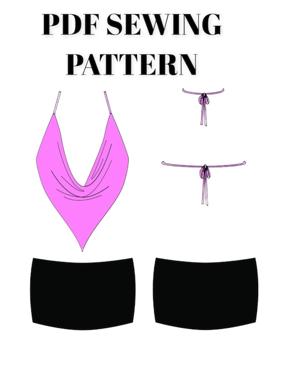 Exotic Dancewear Rave Clubwear Sewing Pattern Cowl Neck Top and Skirt Digital Download PDF Pattern Krissy