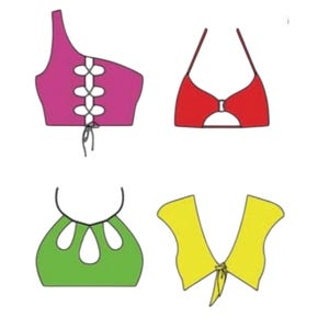 Stripper Tops Sewing Pattern Multi Pack: 4  Tops Exotic Dancewear Rave Bottlegirl  (PDF Digital Download)