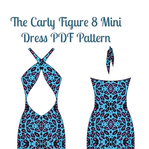 Nuevo patrón de costura de stripper Vestido mini Carly Figure 8 PDF Ropa de baile exótica Ropa de club Rave Carta/AO/A4 XS-3X