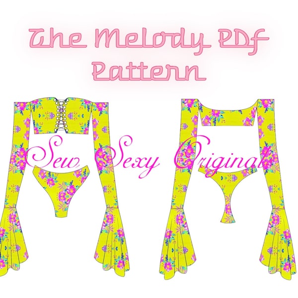 Stripper Sewing Pattern Exotic Dance wear Sexy PDF Digital Download The Melody Top And Thong PDF Pattern xS-3X