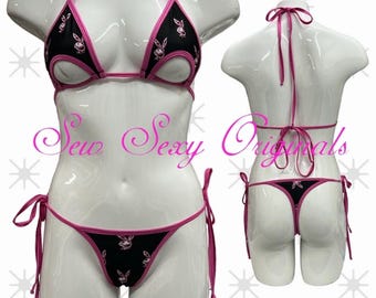 Bikini con lazo lateral y recortes, ropa de baile exótica