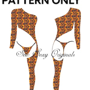 Rave Sewing Pattern The Amelia Asymmetrical Catsuit PDF Pattern Bartender Bottlegirl  Exotic Dancewear Festival  Digital Download xs-3X