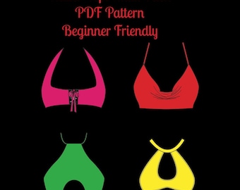 New!! Stripper Sewing Pattern 4  Different Halter Tops PDF Digital Download Exotic Dancewear Pattern Rave Beginner Friendly Letter/A0/A4
