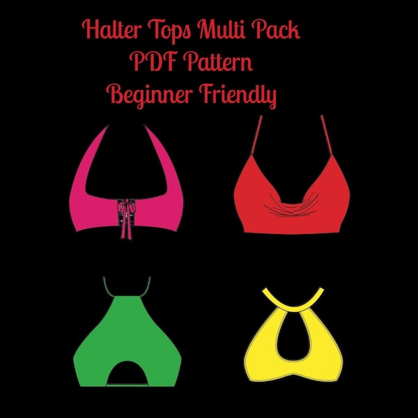 Stripper Sewing Pattern Halter Tops Exotic Dancewear Rave 4 Styles,  (PDF Digital Download)