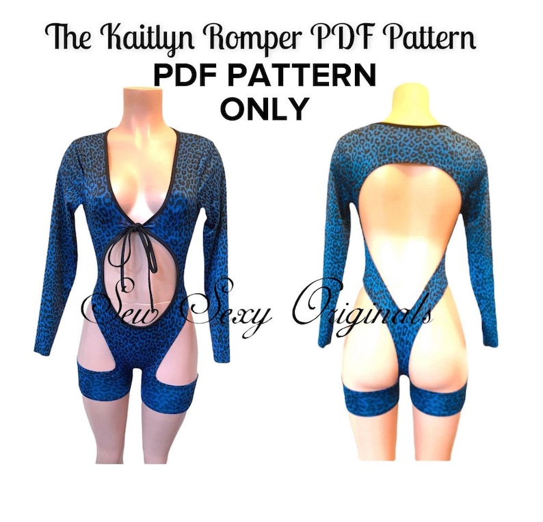 Stripper Sewing Pattern The Kaitlyn Romper PDF Exotic Dancewear Rave Bartender Bottle Girl Digital Download image 1