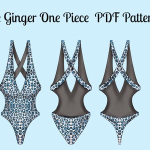 Patrón de costura de stripper Traje de baño sexy de baile exótico Patrón de costura de una pieza Ginger PDF Descarga digital Carta, A4, AO XS-3x