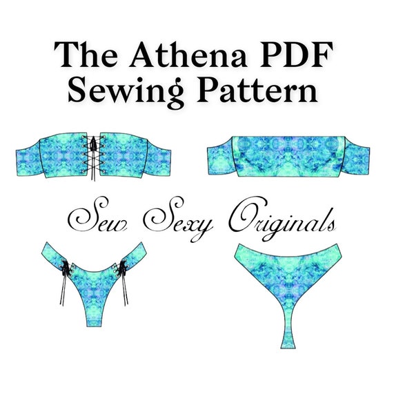 NEW! Stripper Sewing Pattern The Athena 2 Piece Lace Up Set PDF  Pattern Digital Download Exotic Dance Wear Rave  xs-3X Letter/AO/A4