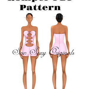 the Tara Romper PDF Sewing Pattern XS-3X Bottlegirl Bartender Rave Exotic Dancewear Digital Download