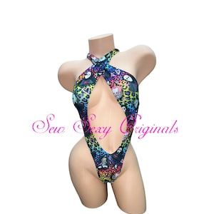 Exotic Dancewear Stripperwear Festival Rave Thong Bodysuit Horror Villains XS-3X Halloween