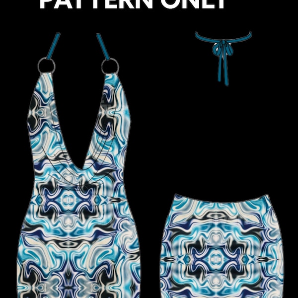 Exotic  Dancewear Clubwear Sewing Pattern Cowl neck Mini Dress Stripper Digital  (PDF Download)