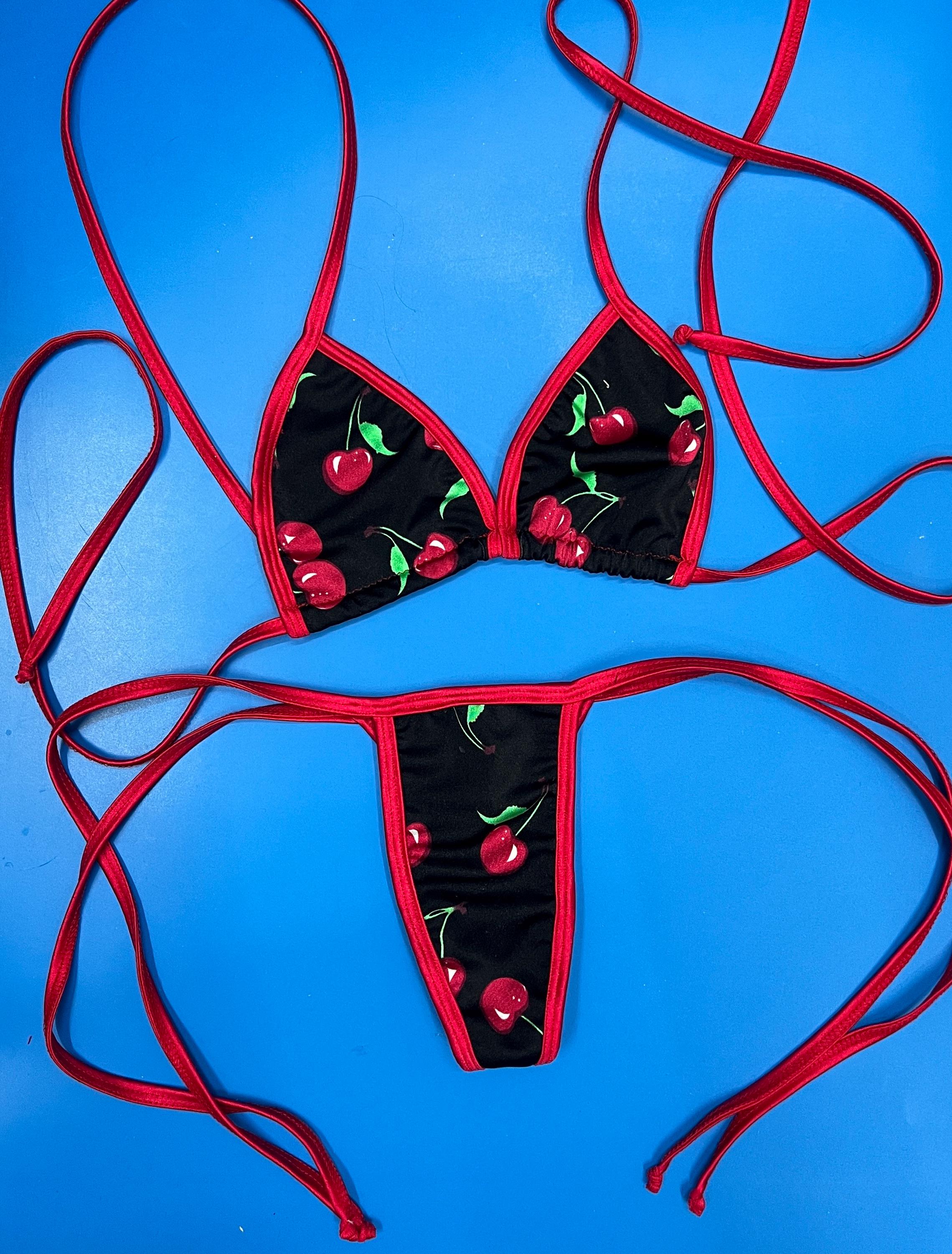Cherries Micro-kini Bikini Exotic Dancewear - Etsy