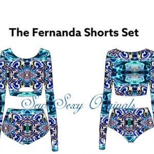 Padrão de costura de stripper Dançarina exótica Roupa de dança Conjunto de shorts Fernanda Padrão PDF Rave XS-0X Carta-A4/AO-Projetor