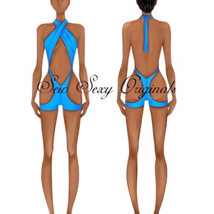 New! PDF Bartender Bottle girl  Sewing Pattern The Amanda Figure  8 Romper PDF   Exotic Dancewear  Digital Download