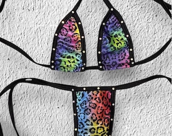 Microkini  Bikini Set Rhinestones XXS-XL Exotic Dancewear Stripper