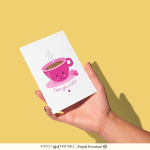Romantische Karte für Partner | Valentinstage & Jahrestag druckbare | Freund/Freundin | Mann/Frau | Liebe Dich Ein Latte | Digitaler Download