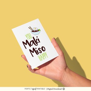 Romantische kaart voor partner | Afdrukbaar Valentijnsdag en jubileum | Vriend/vriendin | Echtgenoot/vrouw | Miso-/sushiliefhebber | Digitale download