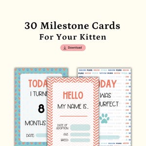 20 Kitten Milestone Cards For Your Pet, Memory Making Keepsake Gift Digital Download