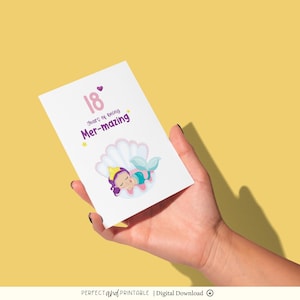18e anniversaire | Joyeux anniversaire pour elle, fille, petite-fille, nièce | Jalon | Dix-huit et Mer-mazing imprimable | Téléchargement numérique