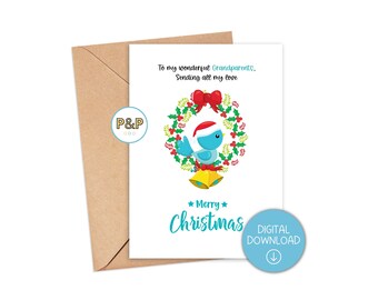 Merry Christmas Card Printable Holiday Card Festive Card - Etsy